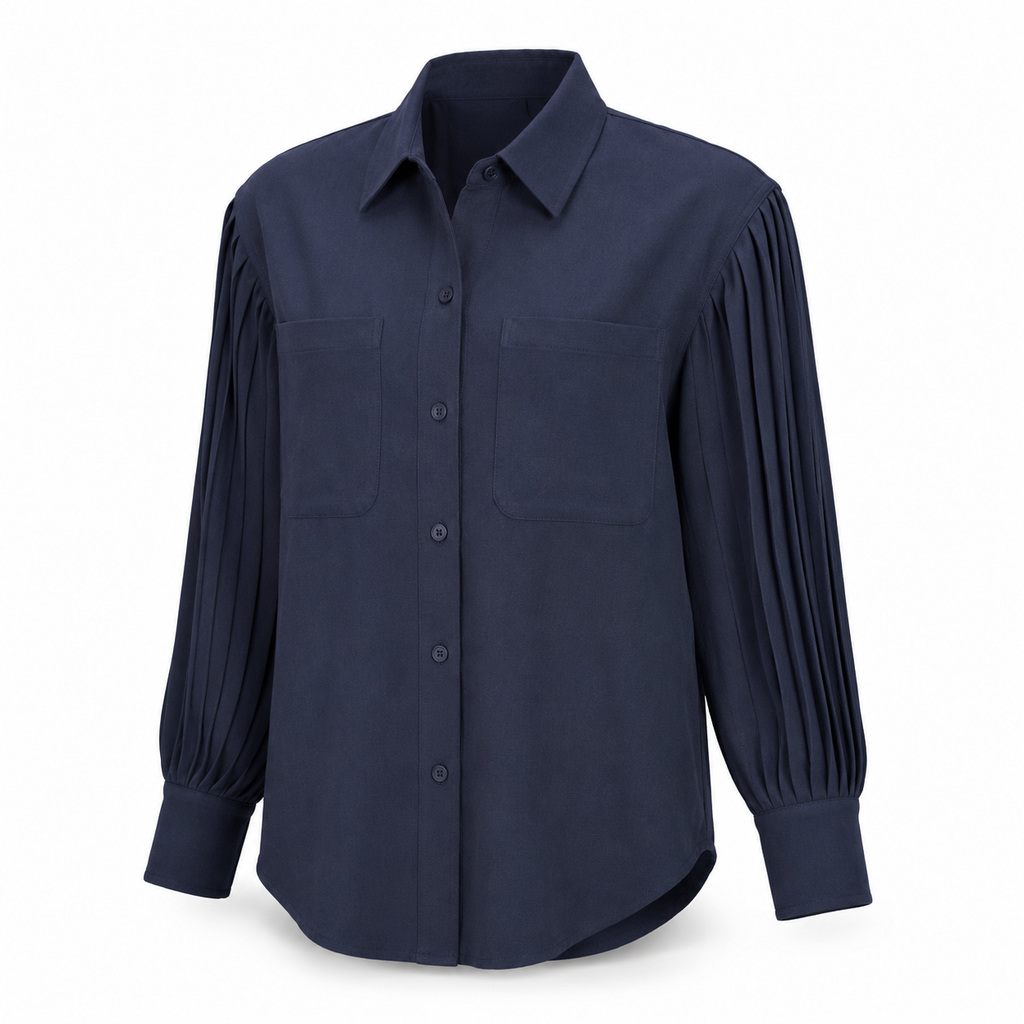 Tessa Pleated-Sleeve Shirt Jacket