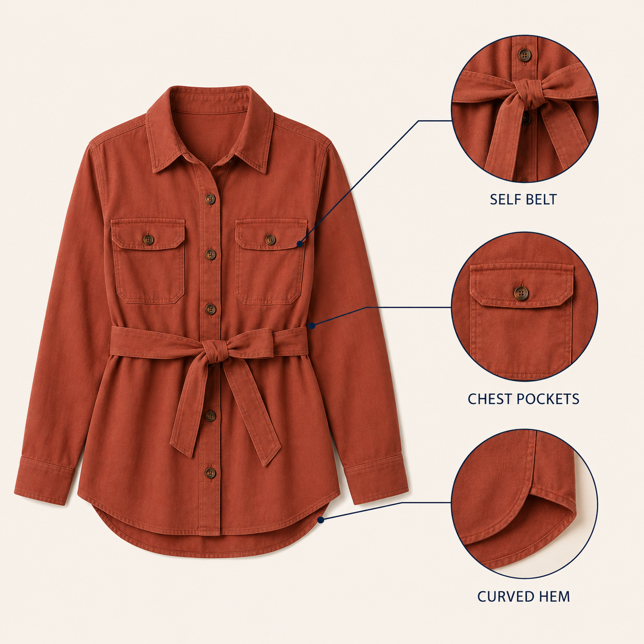 Brielle Belted Utility Overshirt