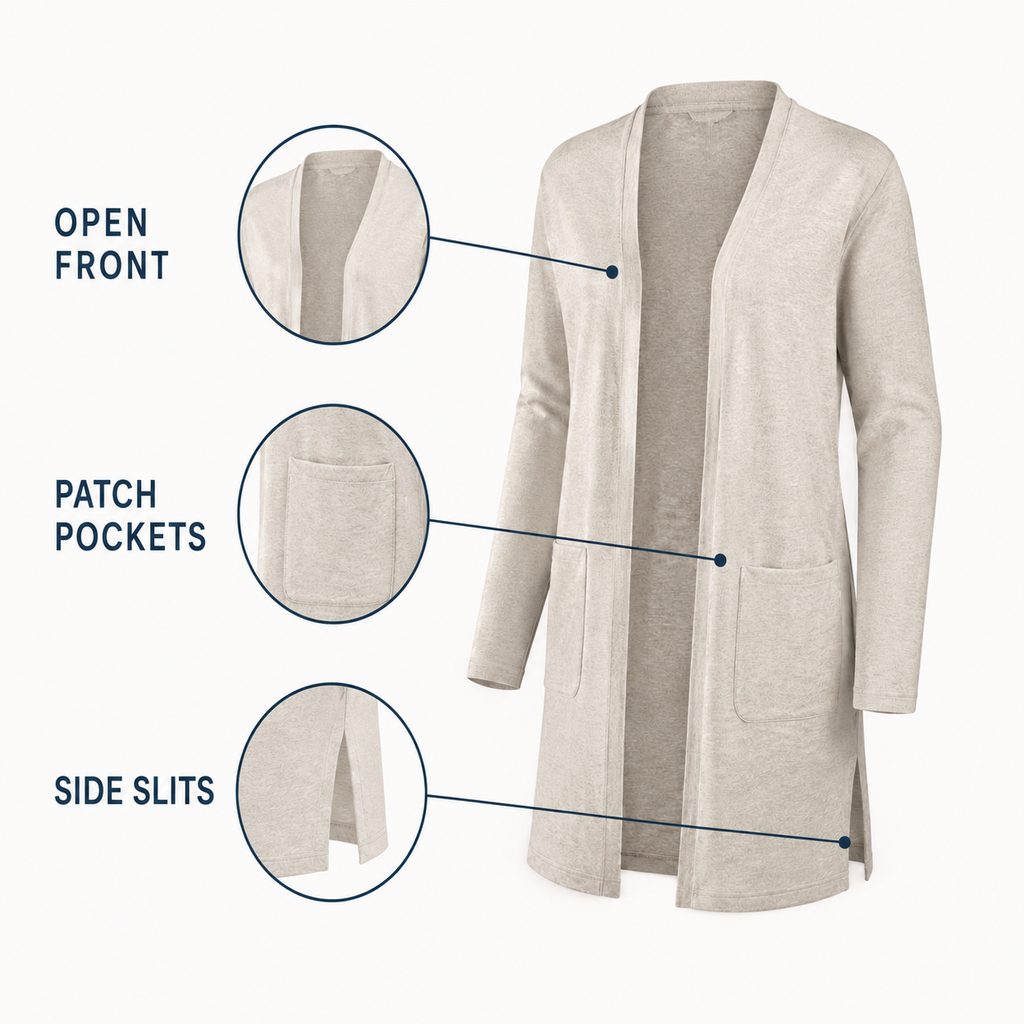 Elara Lightweight Open-Front Cardigan
