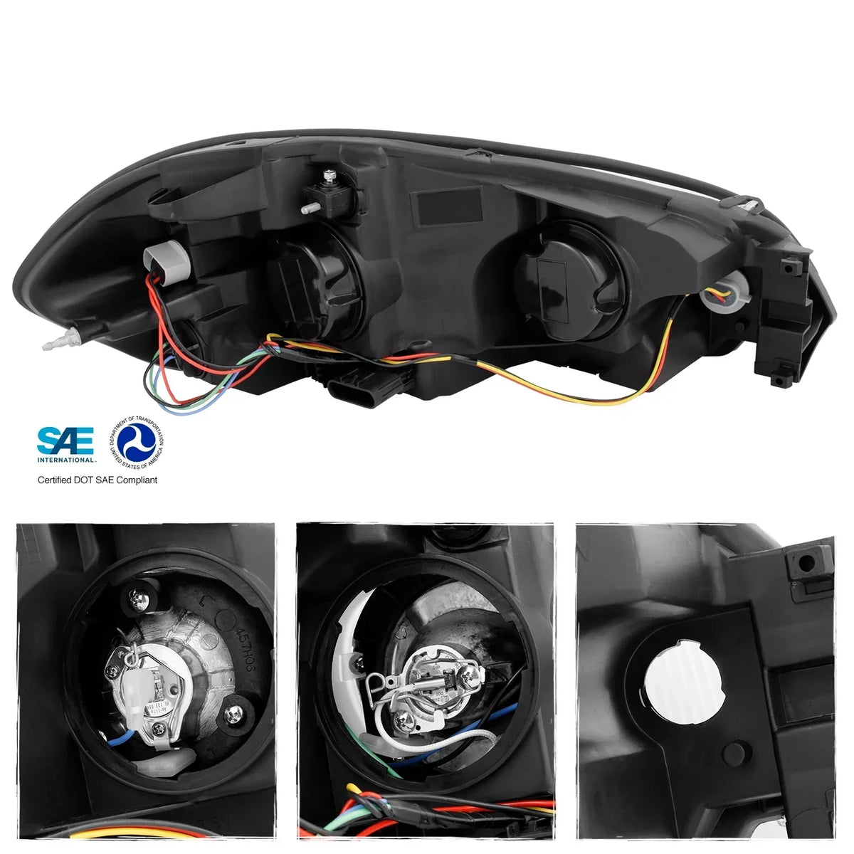 AKKON Projector Headlamps And LED Tail Lamps for 06-13 Impala and 14-16 Impala Limited - Black