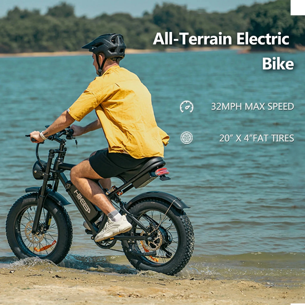 HiKeep Electric Mountain Bike, 20 inch Fat Tires, 48V 15Ah Battery - K6-L