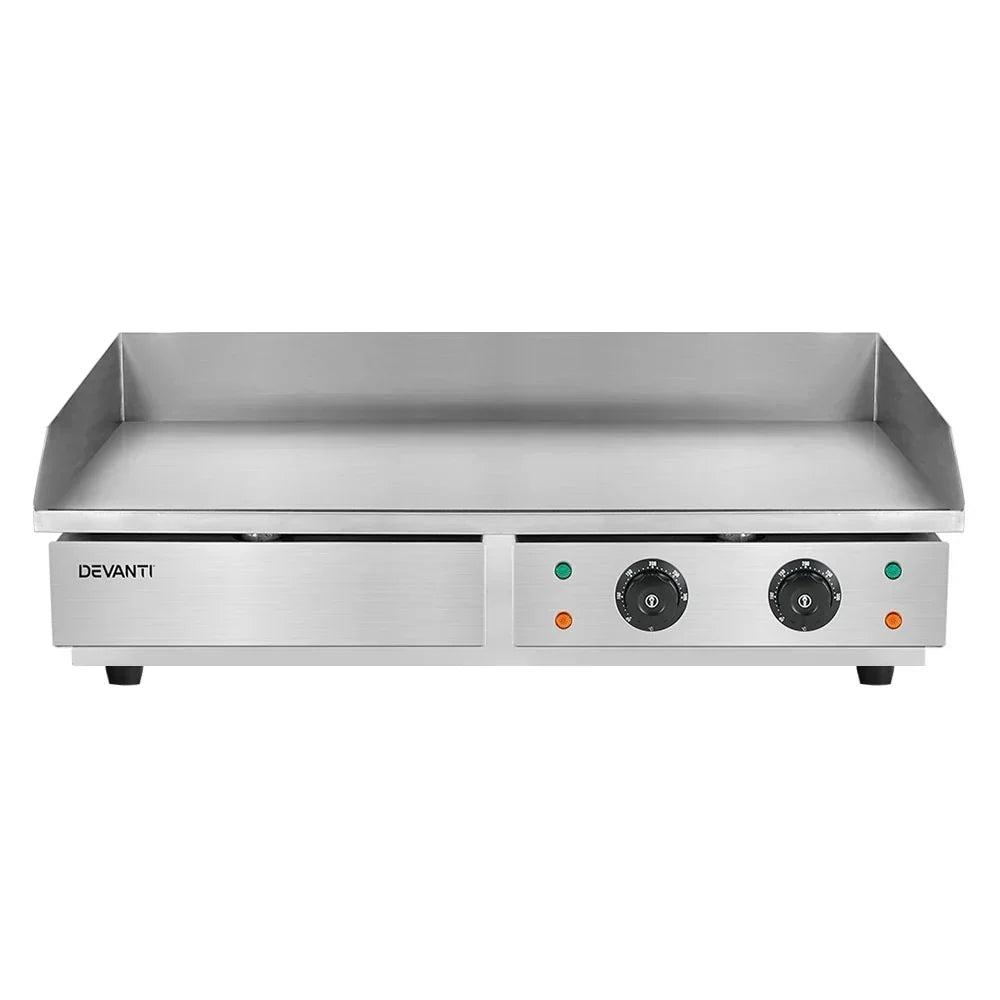 Devanti 73cm Commercial Electric Griddle BBQ Grill Plate 4400W Silver