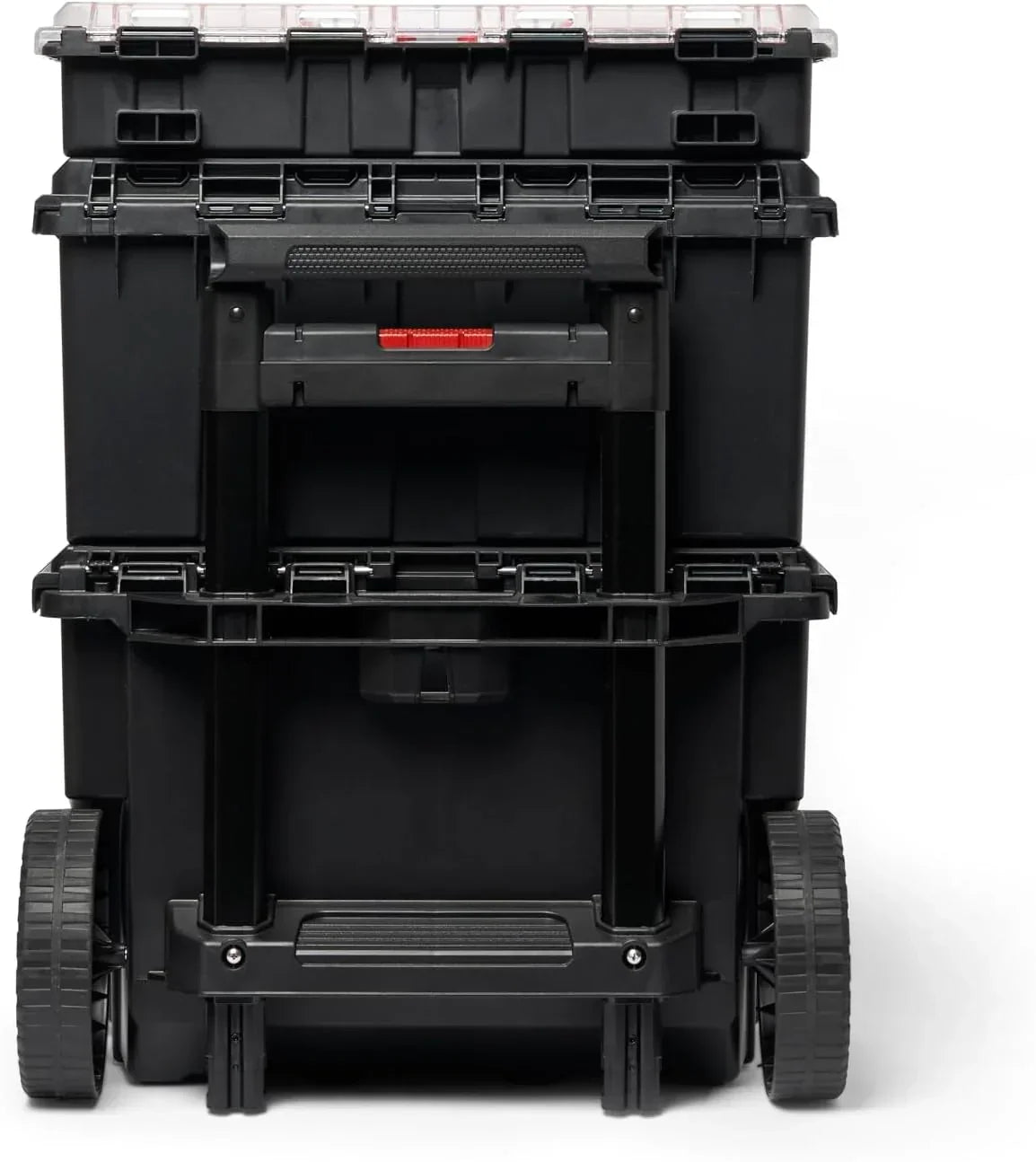Keter Rolling Tool Box System, 3 Piece, Black/Red - 3 Piece Resin Modular Toolbox System