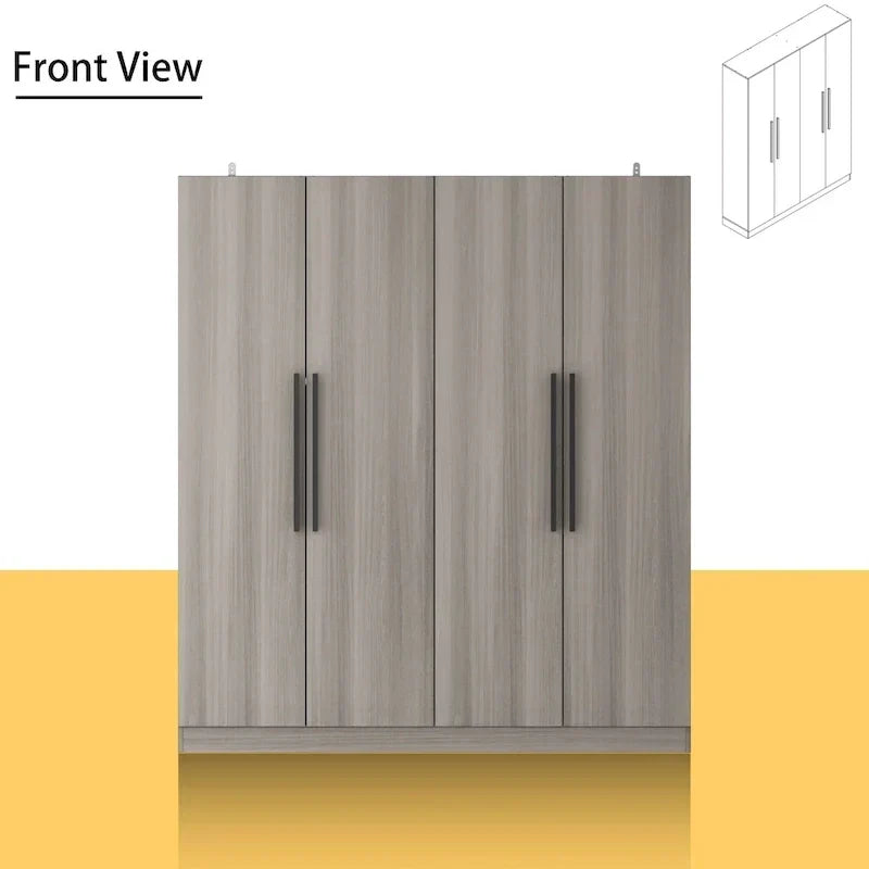 Modern Freestanding Solid Wood Wardrobe Closet With Storage Shelves