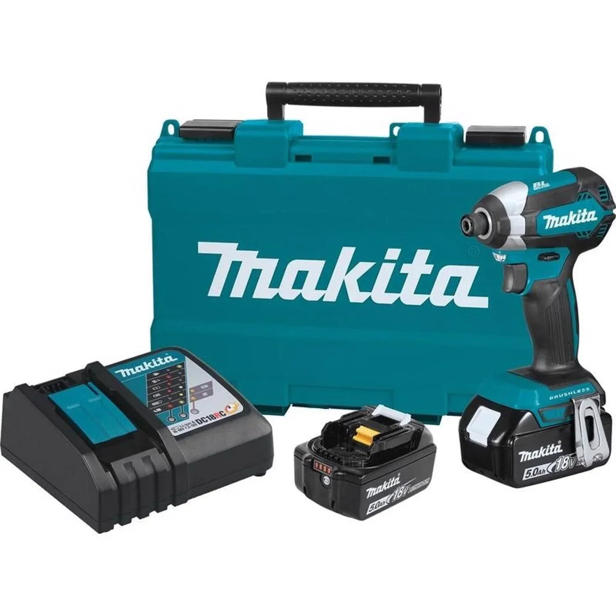 18V Brushless 1/4 Inch Cordless Impact Driver Kit With 5 Ah Battery, Charger And Tool Case