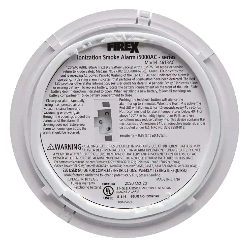 Kidde Firex Hardwired Ionization Smoke Detectors With Battery Backup, 4-Pack - i4618