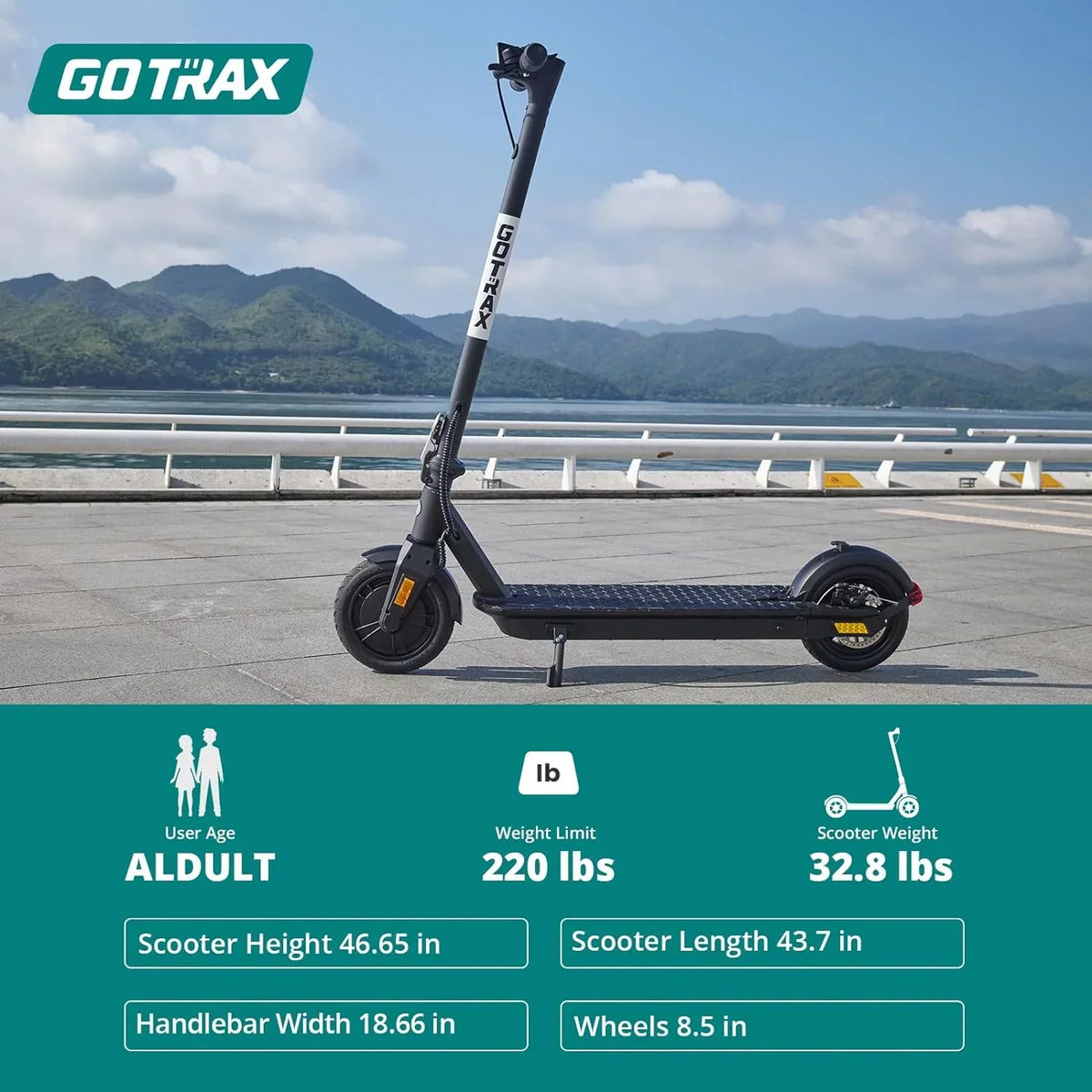 Adult Electric Scooter, 8.5 Inch Pneumatic Tires, Max Range 14/18 Miles, Max Speed 15.5/18 MPH, Powered by 300 Watt Motor, with Cruise Control Adult Folding Electric Scooter