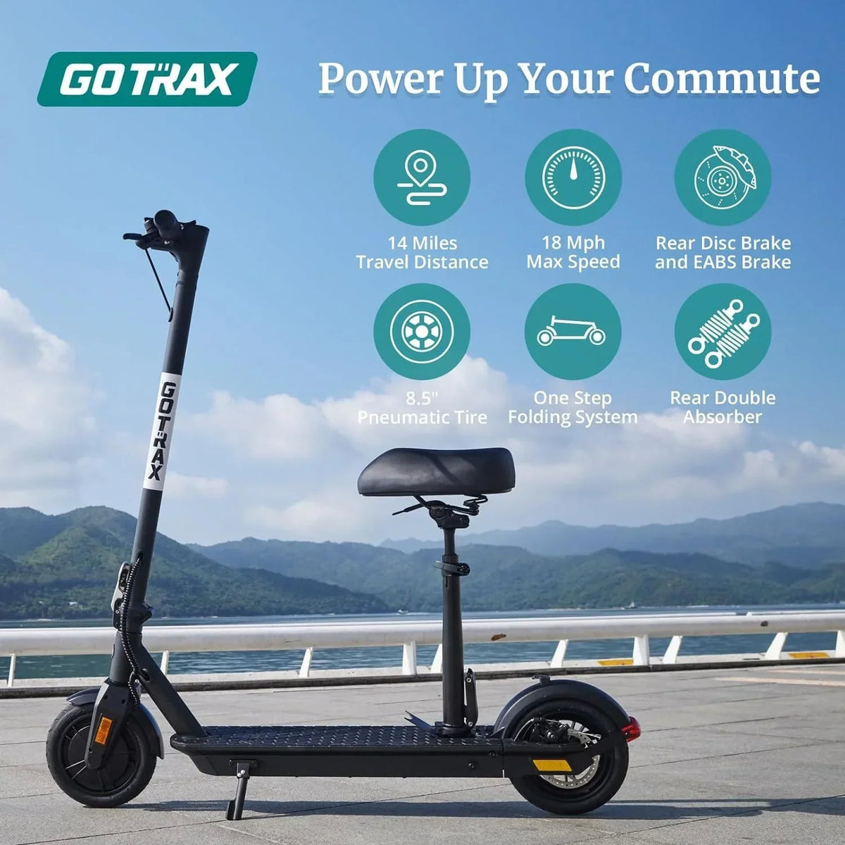 Adult Electric Scooter, 8.5 Inch Pneumatic Tires, Max Range 14/18 Miles, Max Speed 15.5/18 MPH, Powered by 300 Watt Motor, with Cruise Control Adult Folding Electric Scooter