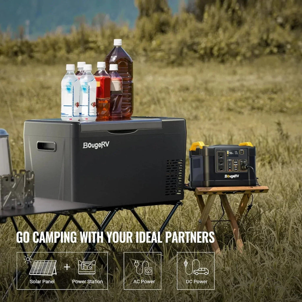 BougeRV 12 Volt Refrigerator 12V Car Fridge 23 Quart Portable Freezer Compressor Cooler 12/24V DC 110~240 Volt AC for Truck Van RV Camper SUV Travel Camping Road Trips Tailgating -7℉~50℉