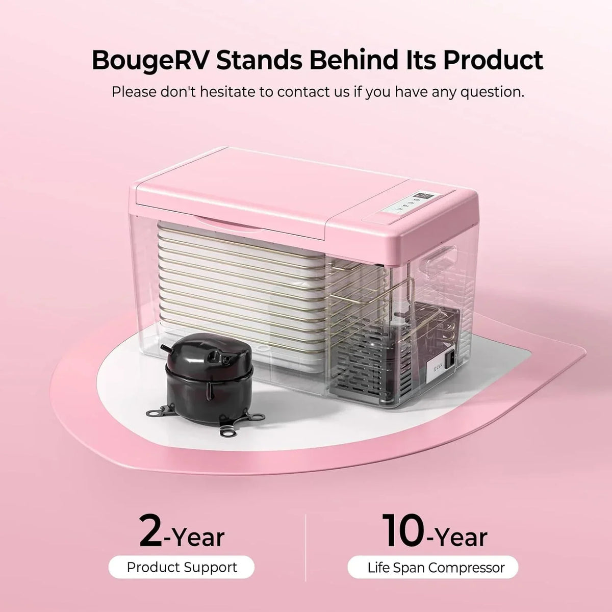 BougeRV 12 Volt Refrigerator 12V Car Fridge 23 Quart Portable Freezer Compressor Cooler 12/24V DC 110~240 Volt AC for Truck Van RV Camper SUV Travel Camping Road Trips Tailgating -7℉~50℉