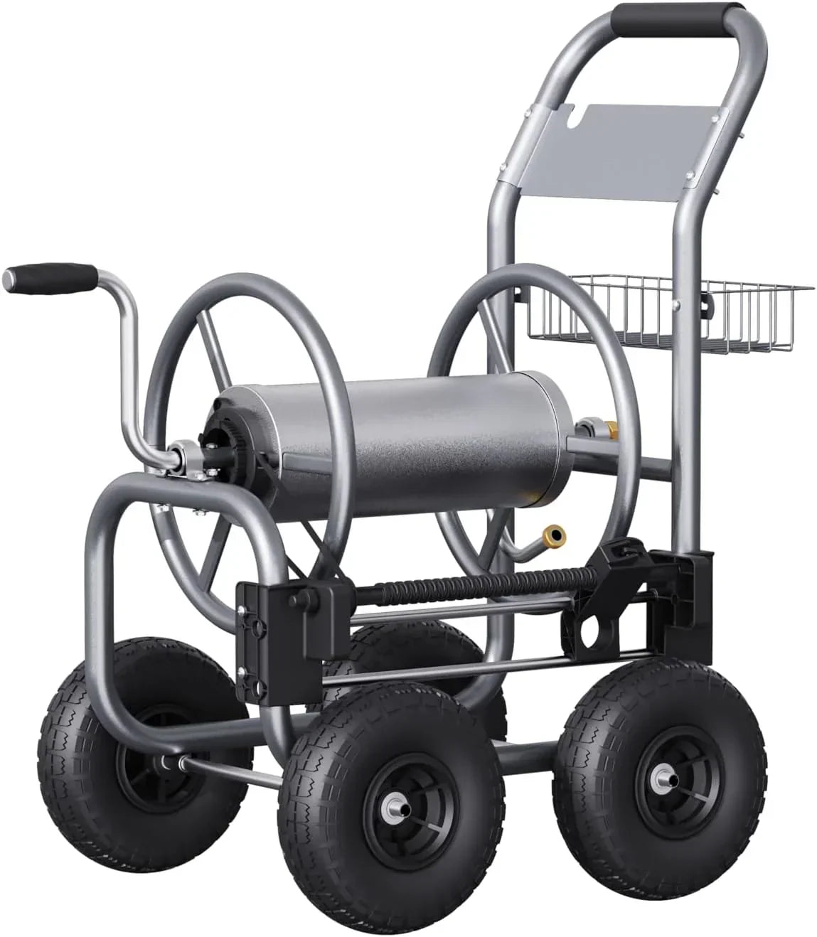 Hose Reel Cart, Hose Cart with Wheels Heavy Duty, Industrial Hose Reels for Outside, 250-Feet of 5/8" Hose Capacity, Hose Guide Pre-Installed