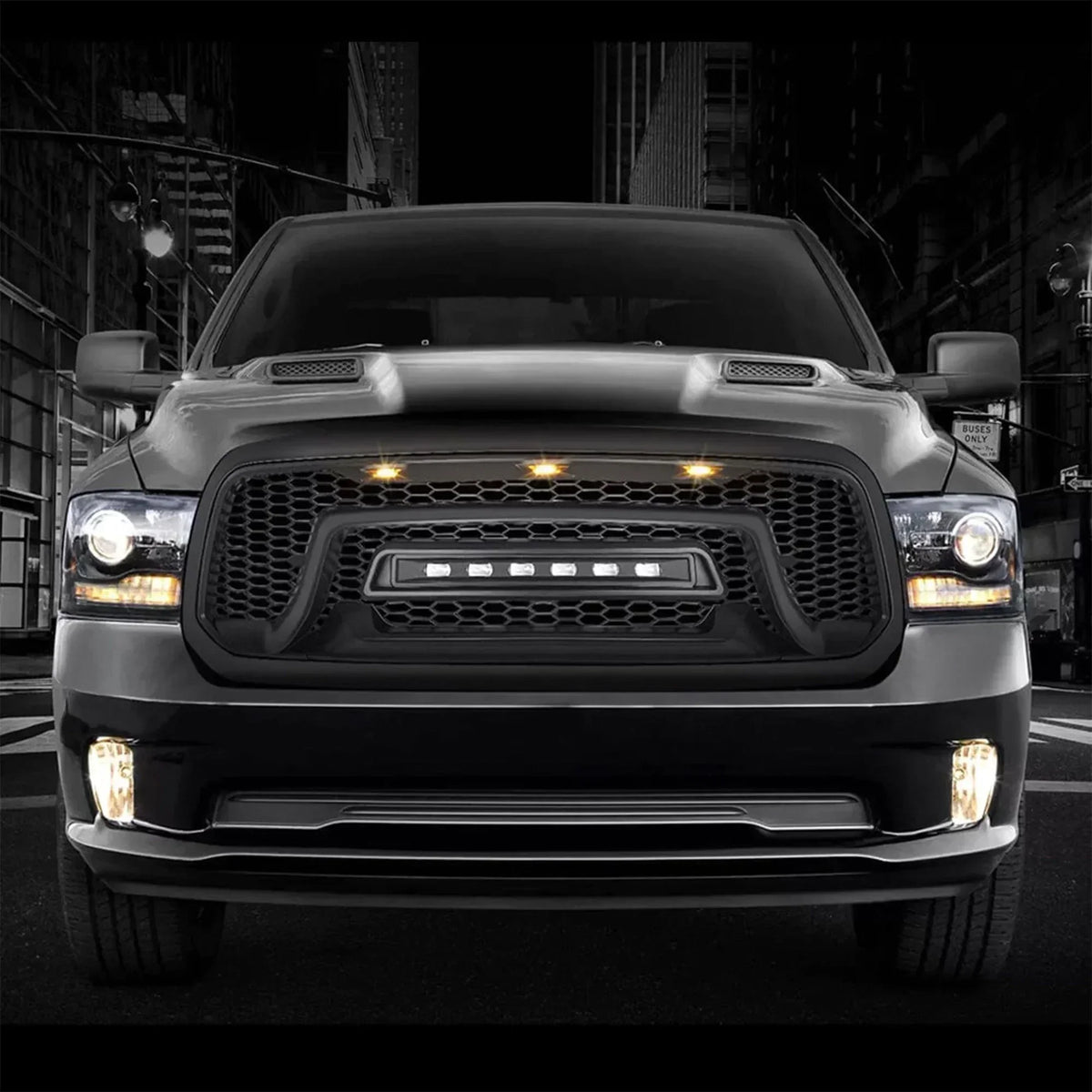 AMERICAN MODIFIED Armor Grille With Off Road Lights For 11-16 Ford F250/F350/F450/F550 Super Duty