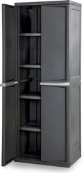 Sterilite 4 Shelf Cabinet, Lockable Utility Storage w/ Adjustable Shelves, Gray