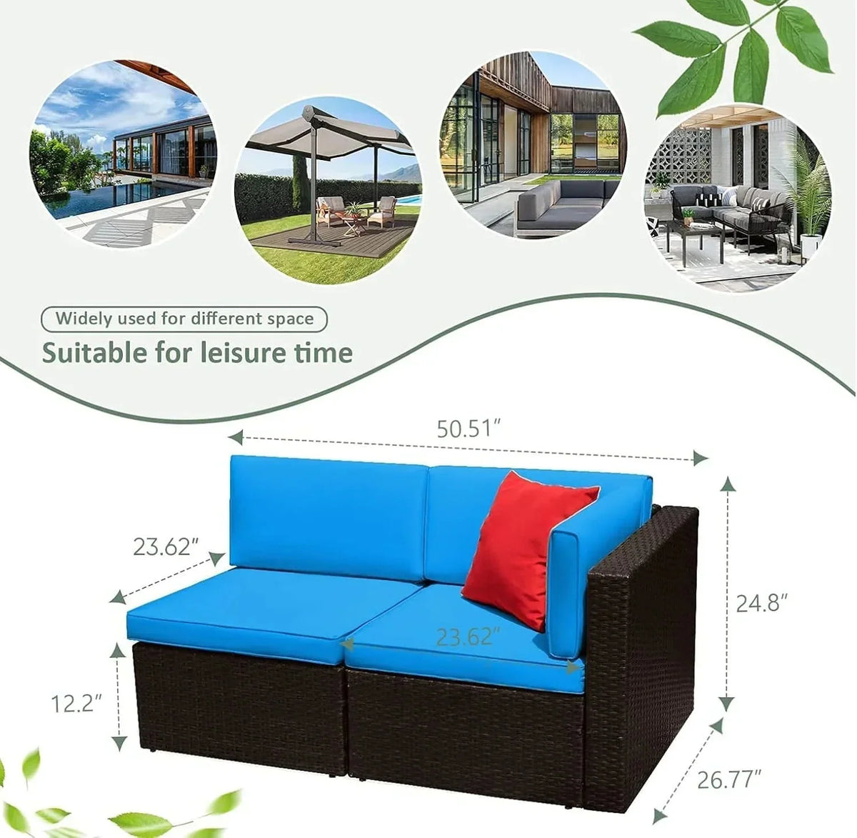 Devoko 5 Pieces Patio Furniture Sets All Weather Outdoor Sectional Patio Sofa Manual Weaving Wicker Rattan Patio Seating Sofas with Cushion and Glass Table(Beige)