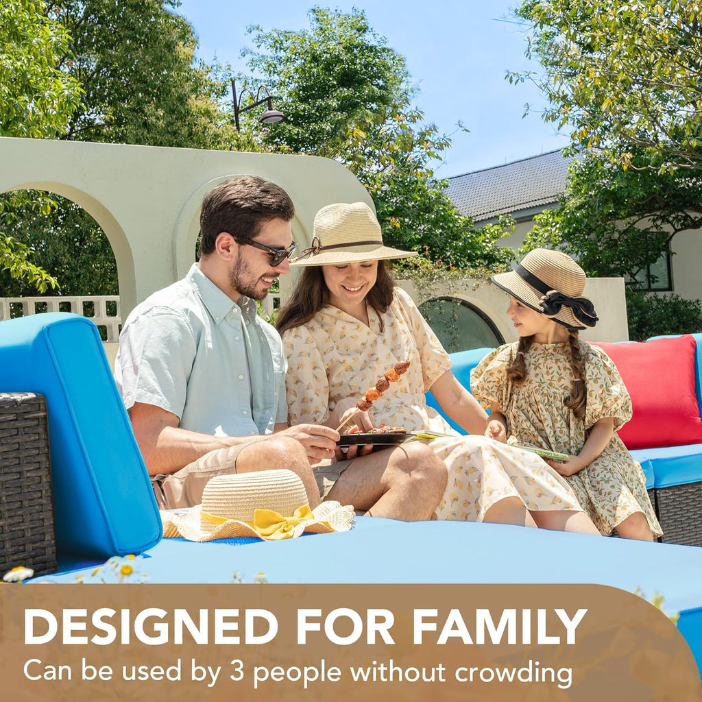 Devoko 5 Pieces Patio Furniture Sets All Weather Outdoor Sectional Patio Sofa Manual Weaving Wicker Rattan Patio Seating Sofas with Cushion and Glass Table(Beige)