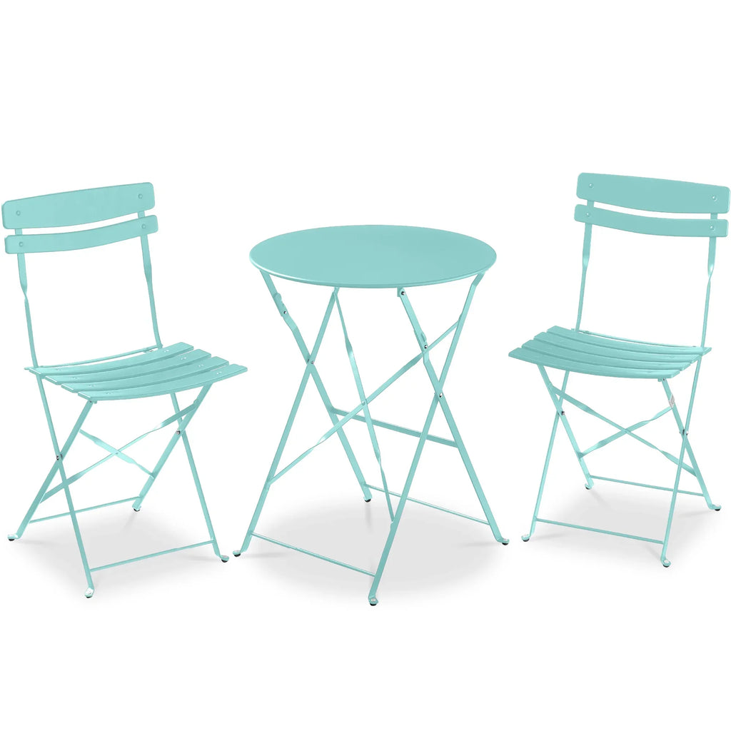 Best Choice Products 3-Piece Small Bistro Set, Folding Patio Furniture Set of 2 Chairs and Table - Black