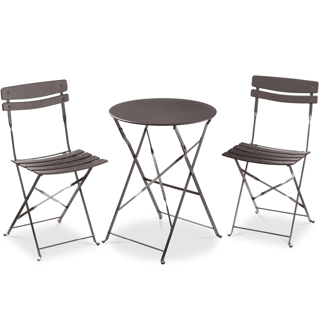 Best Choice Products 3-Piece Small Bistro Set, Folding Patio Furniture Set of 2 Chairs and Table - Black