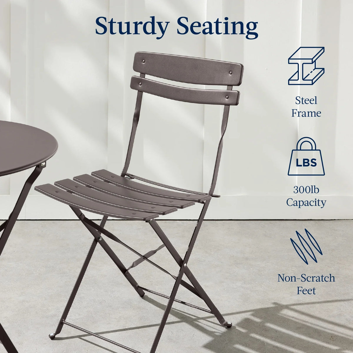 Best Choice Products 3-Piece Small Bistro Set, Folding Patio Furniture Set of 2 Chairs and Table - Black