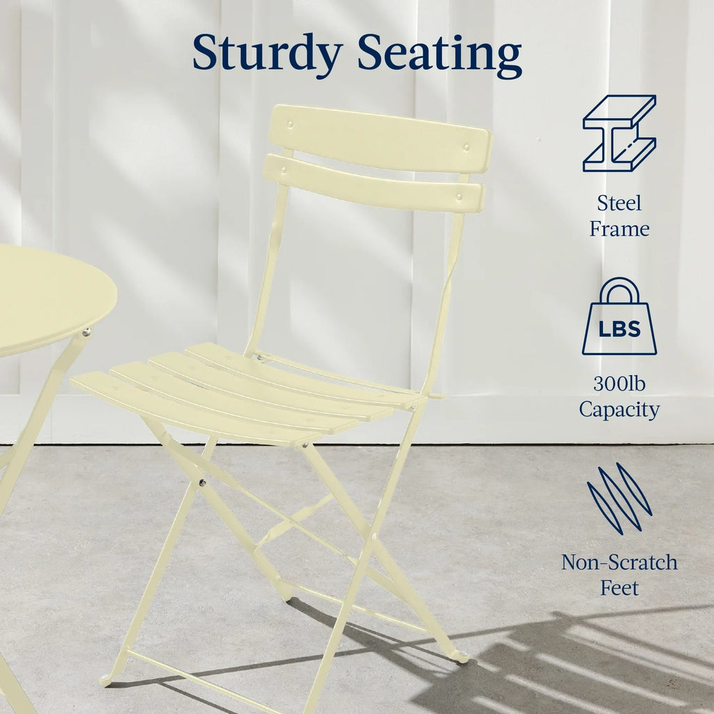 Best Choice Products 3-Piece Small Bistro Set, Folding Patio Furniture Set of 2 Chairs and Table - Black
