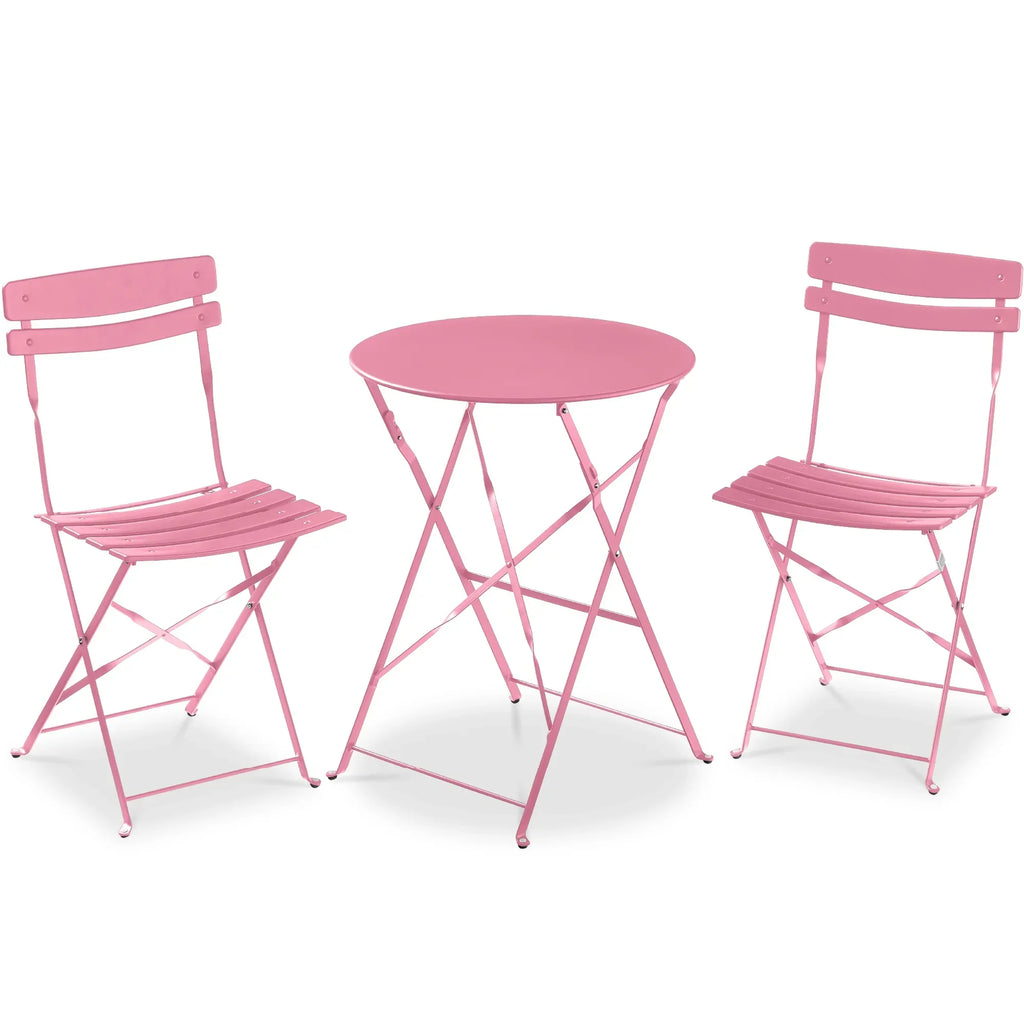 Best Choice Products 3-Piece Small Bistro Set, Folding Patio Furniture Set of 2 Chairs and Table - Black