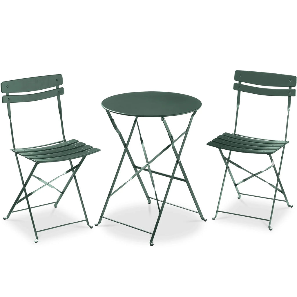 Best Choice Products 3-Piece Small Bistro Set, Folding Patio Furniture Set of 2 Chairs and Table - Black