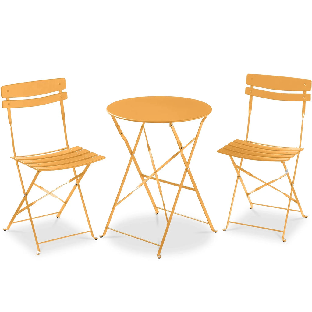 Best Choice Products 3-Piece Small Bistro Set, Folding Patio Furniture Set of 2 Chairs and Table - Black