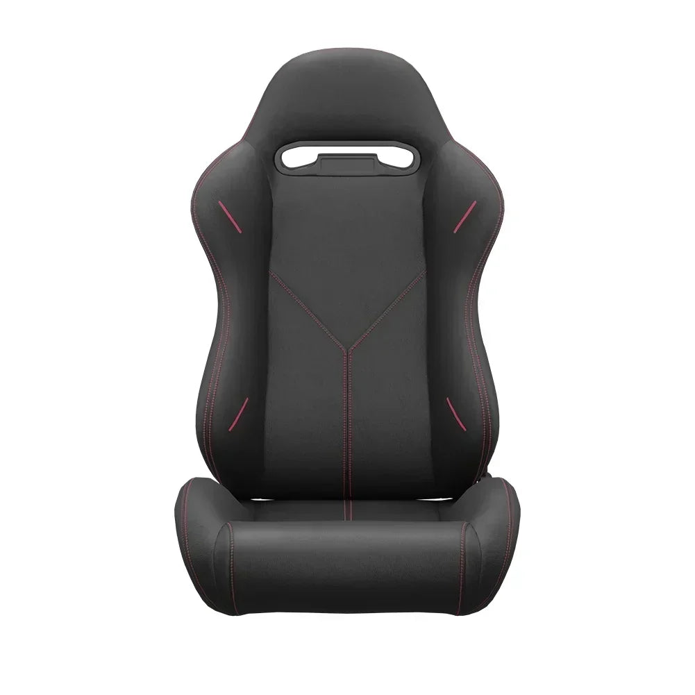 2PC Universal Reclinable Bucket Racing Seats With Adjustor Slider - Red PVC Leather