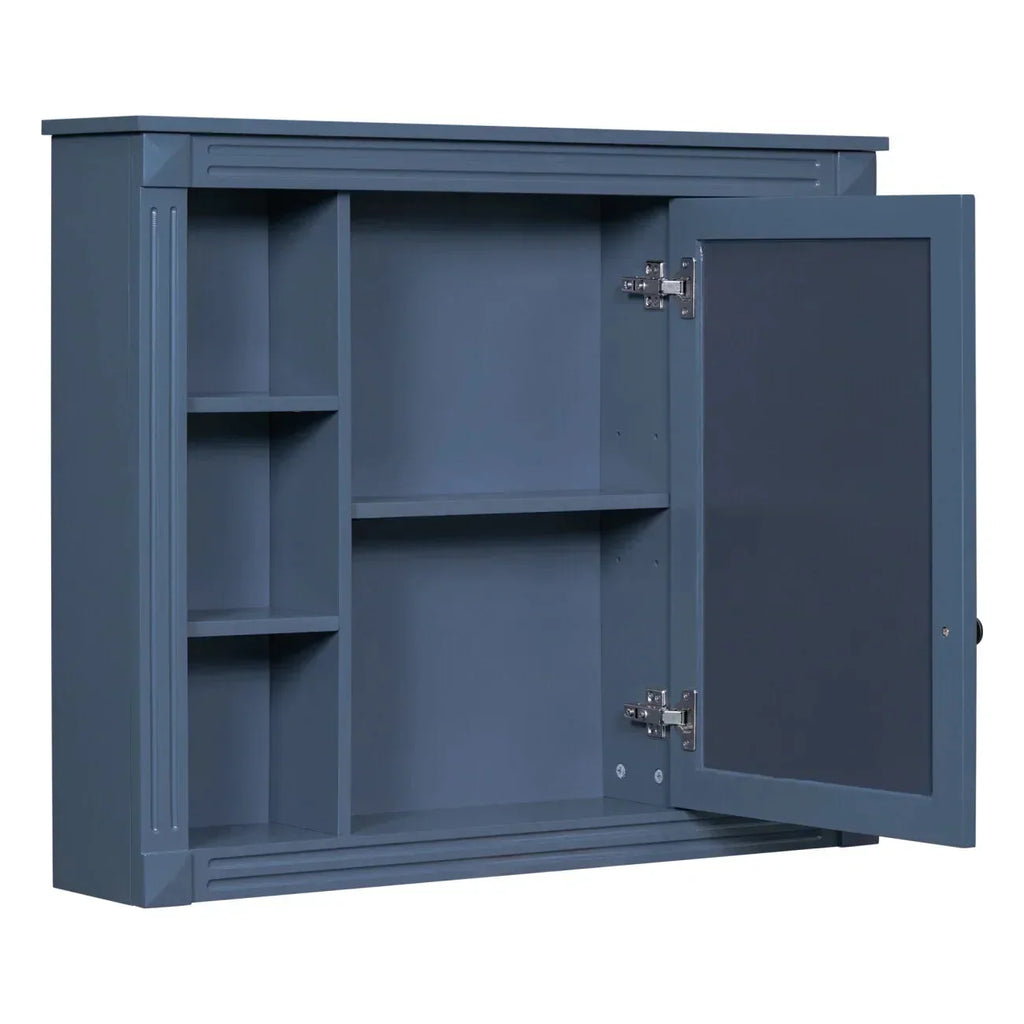 36'' Bathroom Vanity Set With Ceramic Sink Top, Mirror Cabinet, 2 Doors And 2 Drawers - Gray