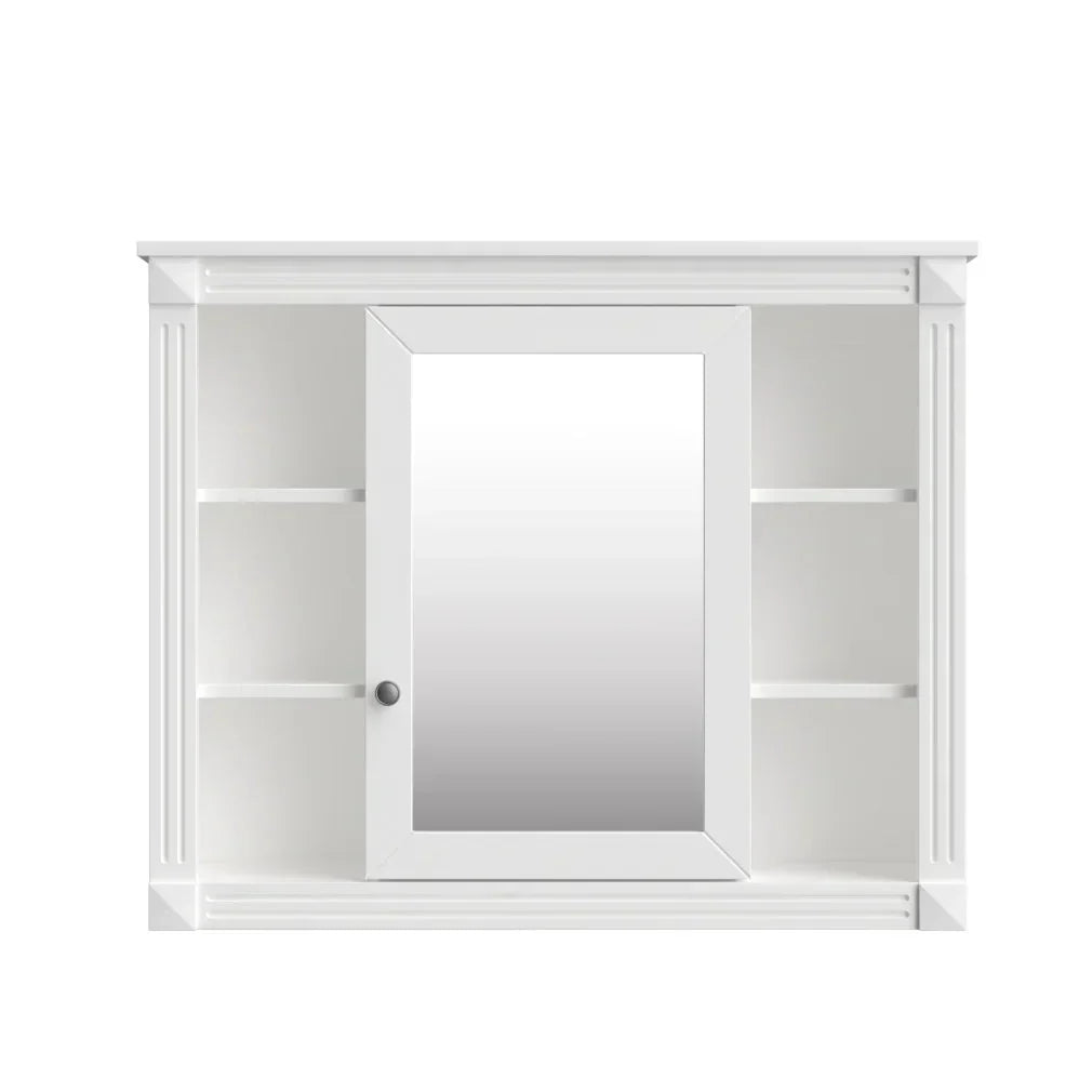 36'' Bathroom Vanity Set With Ceramic Sink Top, Mirror Cabinet, 2 Doors And 2 Drawers - Gray
