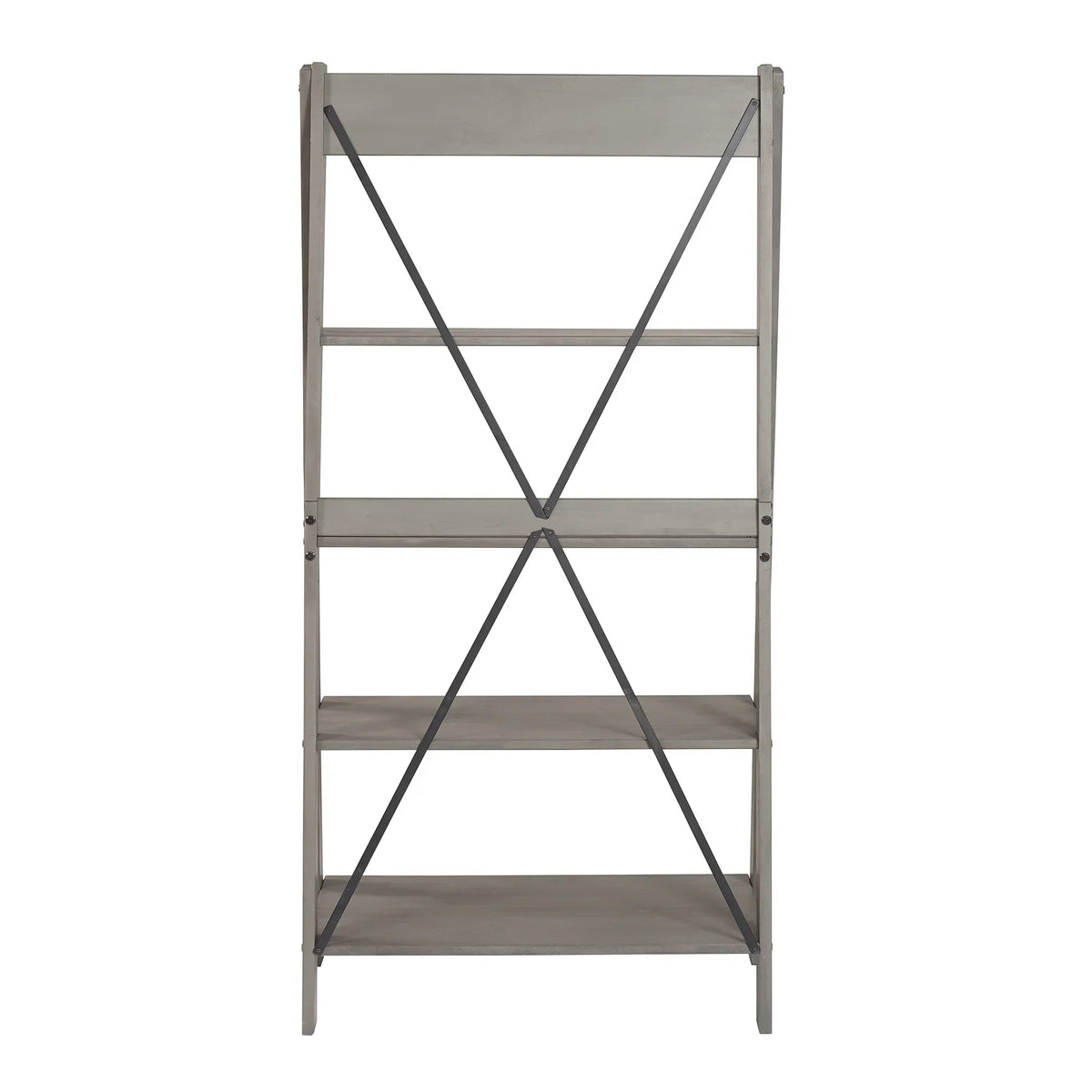 Walker Edison Solid Wood 4-Shelf Ladder Bookshelf, Brown