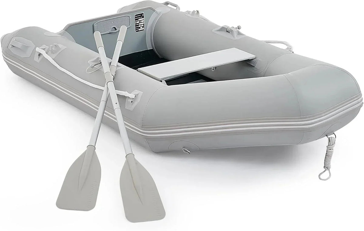 CREWORKS 7.5ft Inflatable Dinghy Boat, 2 Person 660lb Transom Sport Tender Boat with Pump Aluminum Oars Floor, Heavy Duty Inflatable Raft Kayak for Adults