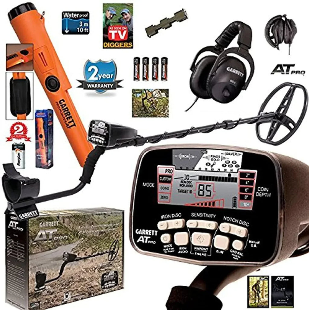 Garrett AT PRO Metal Detector With Pro-Pointer AT Underwater Pinpointer And 8.5 x 11 in PROformance DD Searchcoil