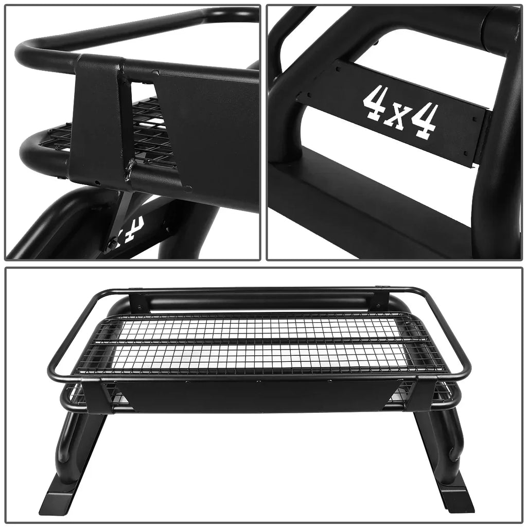 DNA Motoring Toyota Tacoma 2015-2019 Truck Bed Aluminum Roll Bar With Roof Cargo Rack, 3 in Tubing - TCRB-002