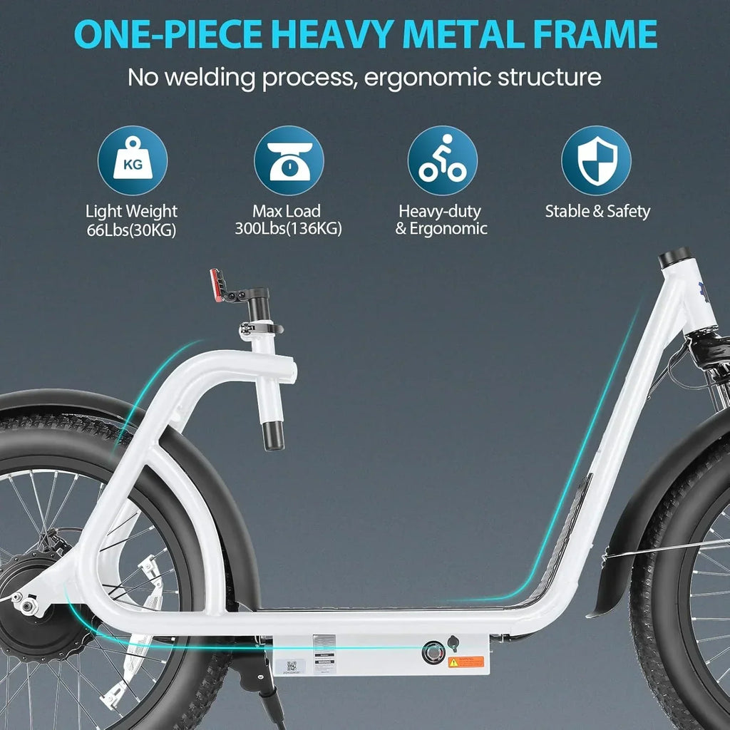 Caroma Peak 800W Foldable Adult Electric Scooter with 20-inch Wide Tires, 48V Battery, Basket, and Adjustable Seat