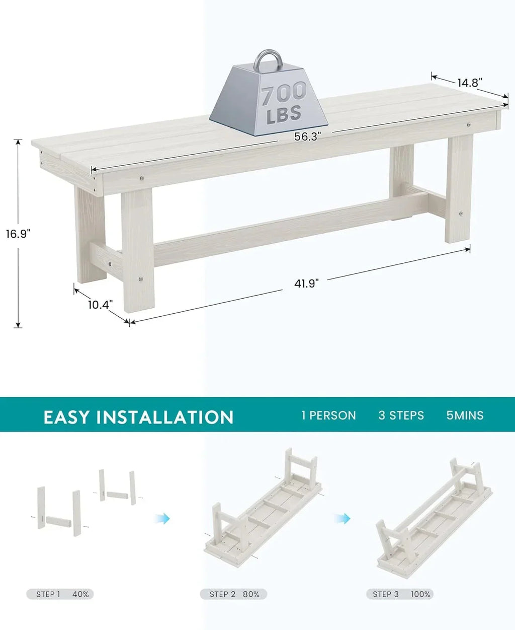SERWALL 7-Piece Patio Table Set, Outdoor HDPE Dining Furniture with Umbrella Hole, All Weather Table and Chairs for Lawn, Garden, Poolside, Aruba