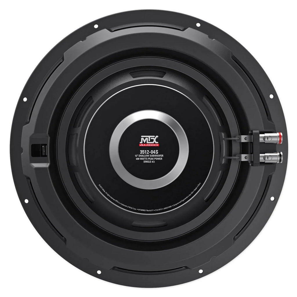 MTX Dual 3512-04S 12 in 1200W Shallow Car Subwoofers With Rockville Sealed Enclosure