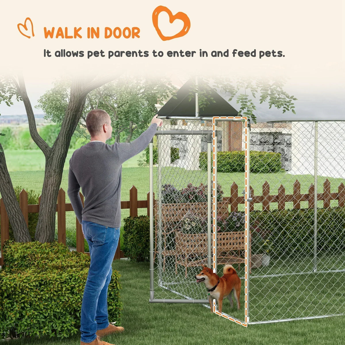 PawHut 19.7' x 7.5' x 7.5' Outdoor Dog Kennel W/ Waterproof Roof