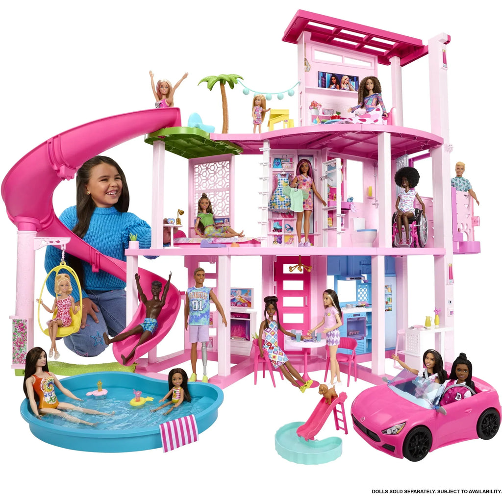 Barbie Dreamhouse Pool Party Dollhouse Playset with Slide, 10 Play Areas & 75+ Accessories