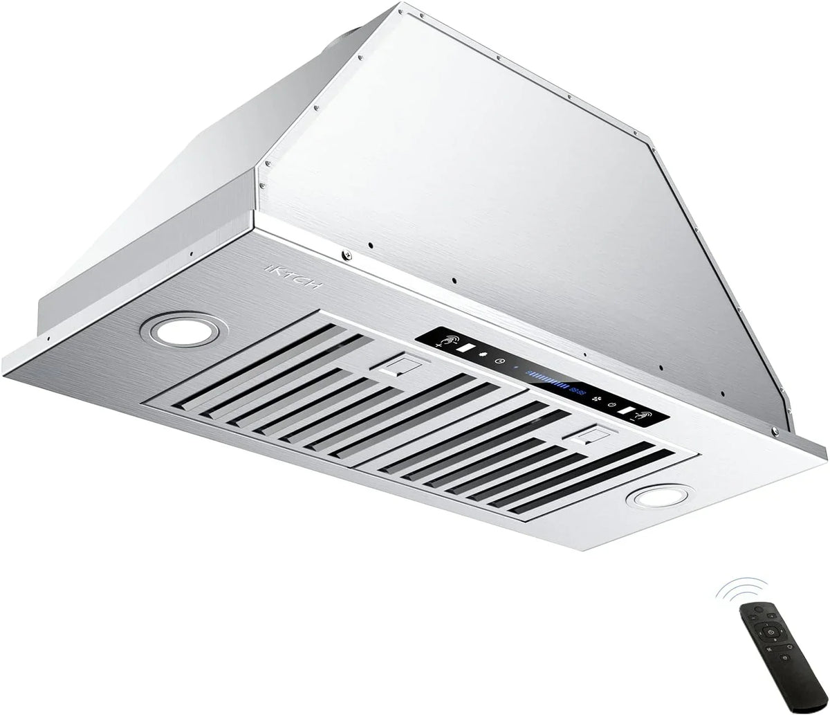 30 inch Built-in/Insert Range Hood 900 CFM, Ducted/Ductless Convertible Duct, Stainless Steel Kitchen Vent Hood with 4 Speed Gesture Sensing&Touch Control Panel(IKB01-30)