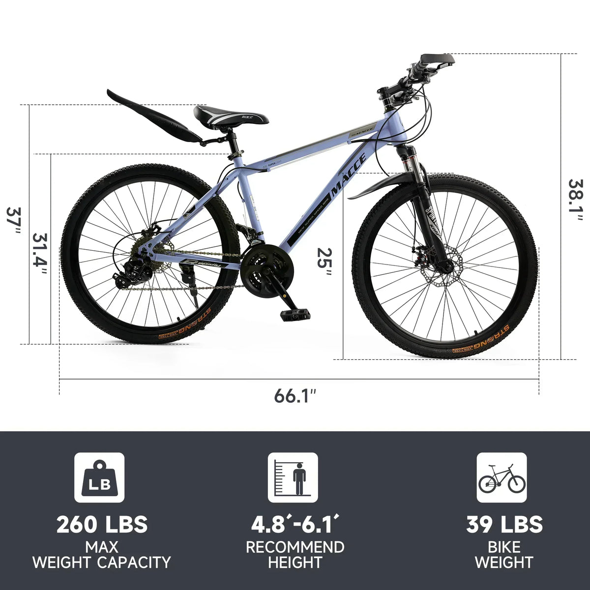 ARTUDATECH 26 Inch 27-Speed Dual Suspension Mountain Bike - Silver, Blue, Gray And Red