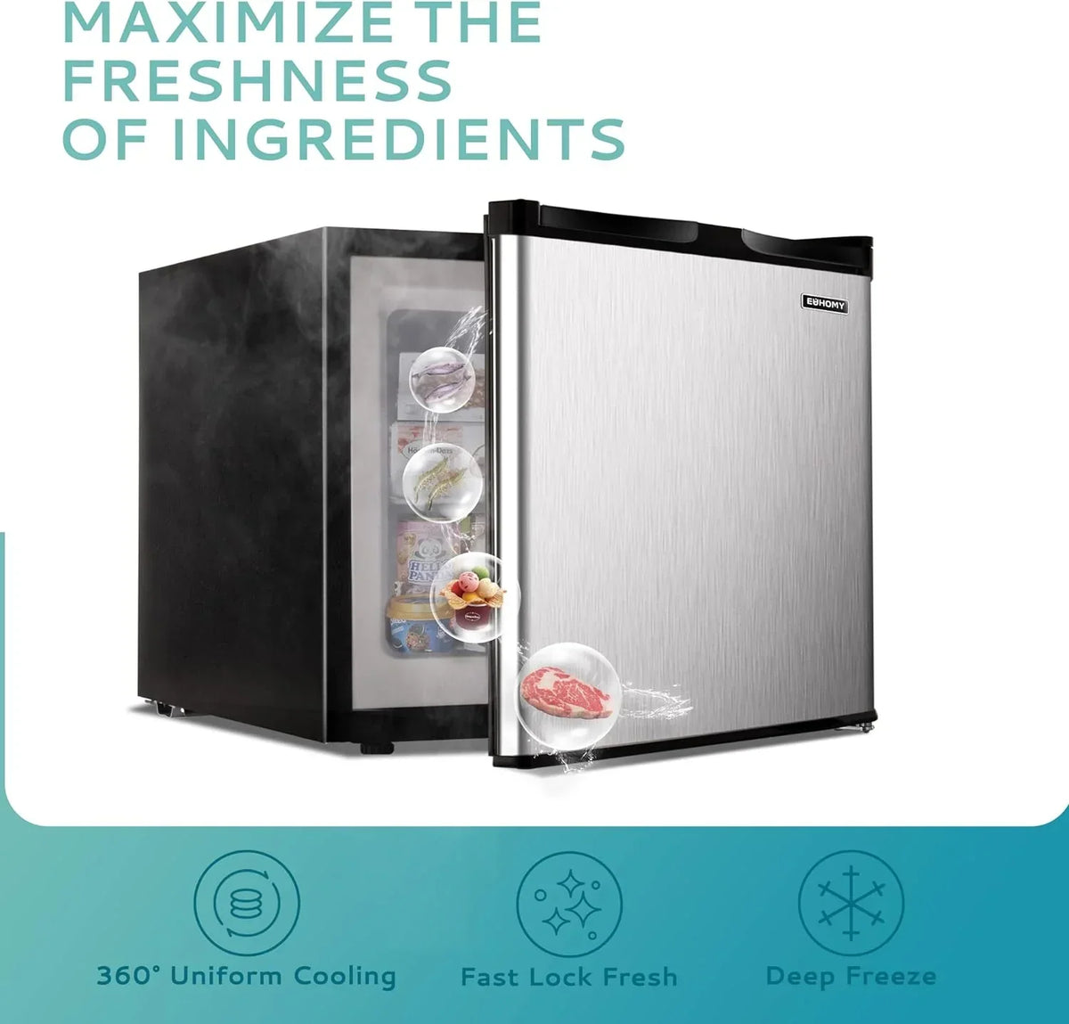Upright freezer, 3.0 Cubic Feet, Single Door Compact Mini Freezer with Reversible Stainless Steel Door, Small freezer for Home/Dorms/Apartment/Office (Silver)