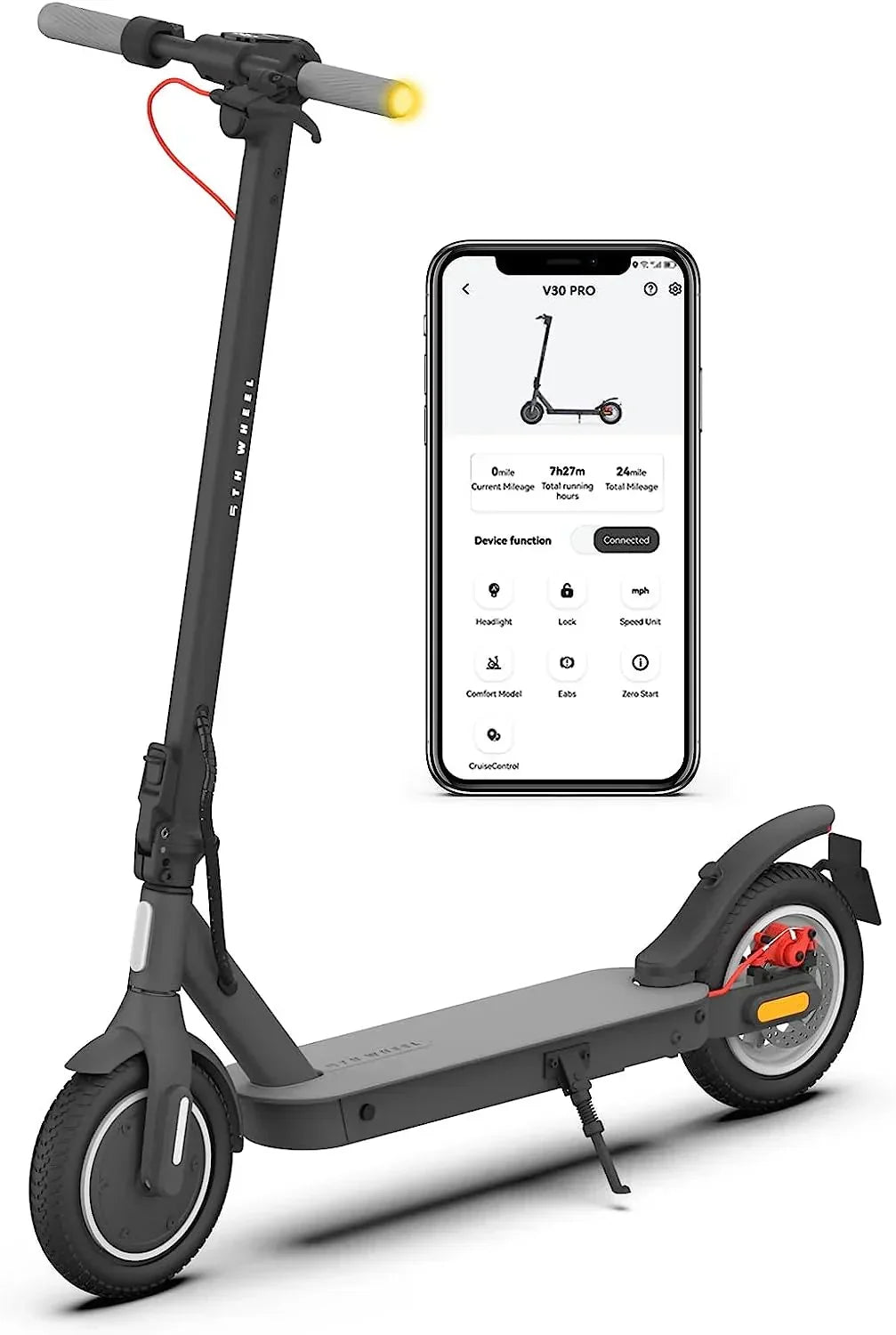 5TH WHEEL Foldable Electric Scooter with Turn Signals for Adults