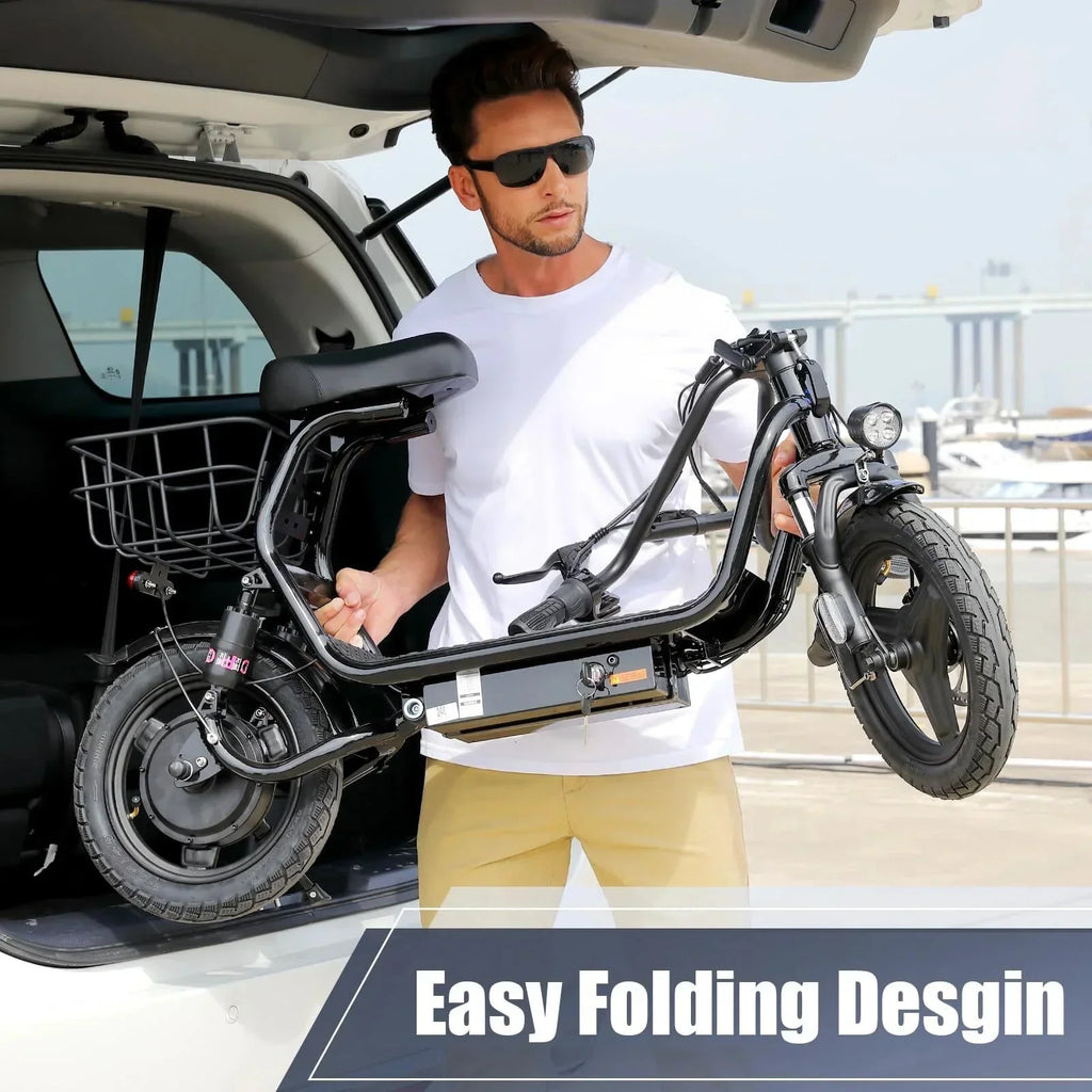 SANOPY Electric Scooter With Seat for Adults, 350W, 15 Miles, 20 Mph, 36V 5.2Ah, 14 inch Tire - Black