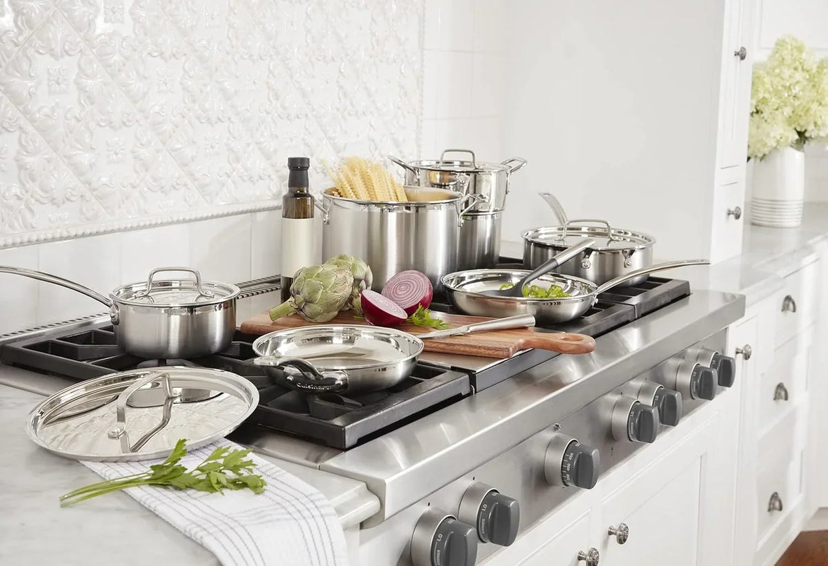 MultiClad Pro Stainless-Steel Cookware 13-Piece Cookware Set, Silver