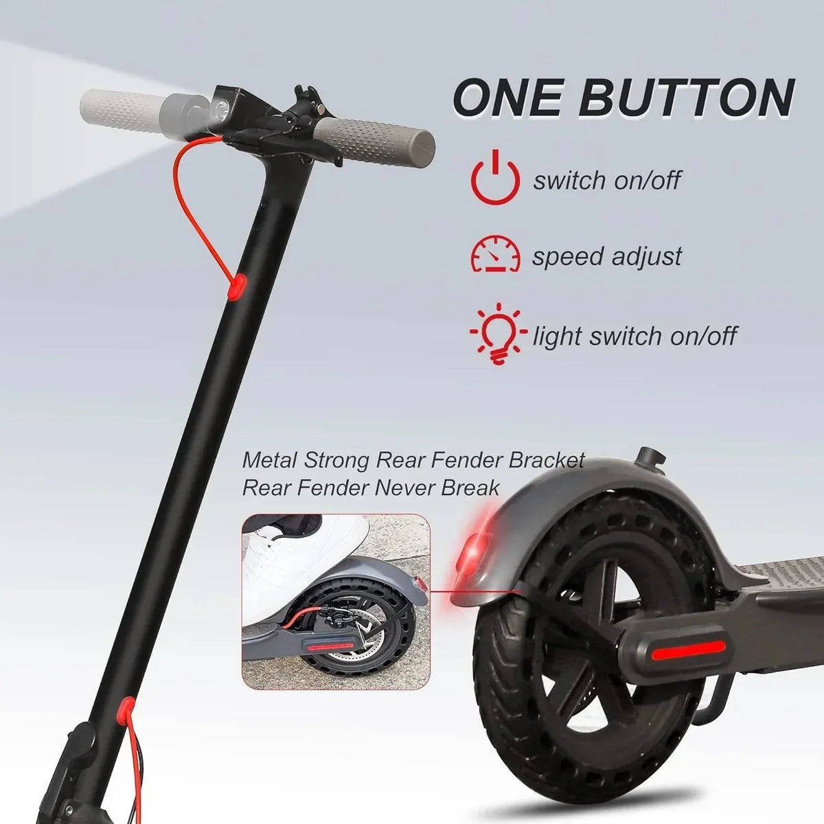 Electric Scooter - 8.5" Solid Tires, 350W Motor, Up to 19 MPH and 21-23 Miles Long-Range Portable Foldable Commuting Scooter for Adults with Double Braking System and App