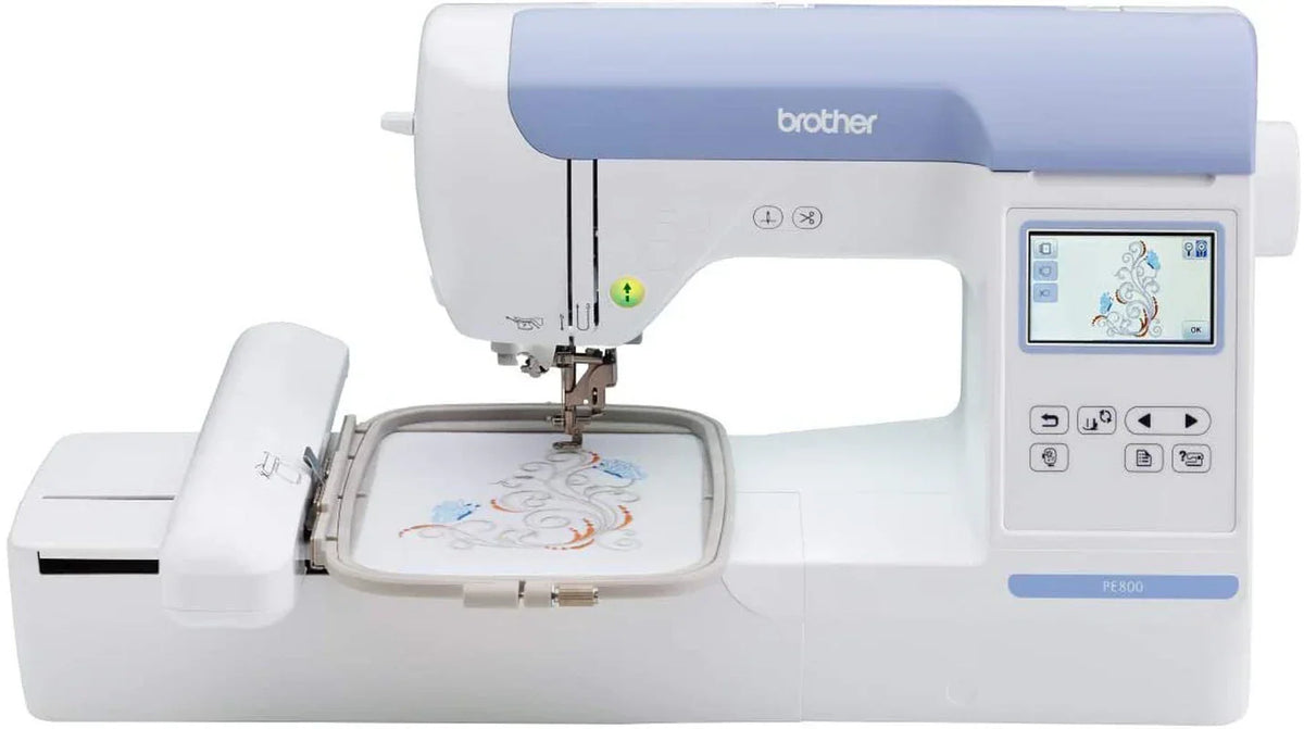 Brother PE800 Computerized Embroidery Machine, 5′′x7′′ Area, LCD Screen, 138 Designs, USB, 11 Fonts