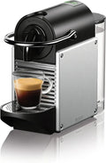 Nespresso Pixie espresso machine by DeLonghi, 19-bar pump, compact aluminum design, silver, 1100 ml