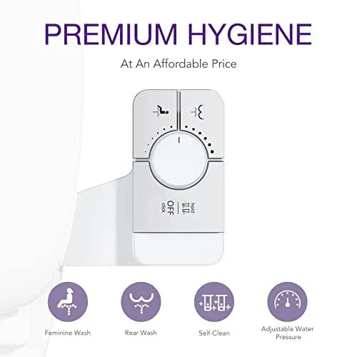 Veken Bidet Attachment for Toilet - Ultra-Slim Self Cleaning Fresh Cold Water Sprayer Bidets