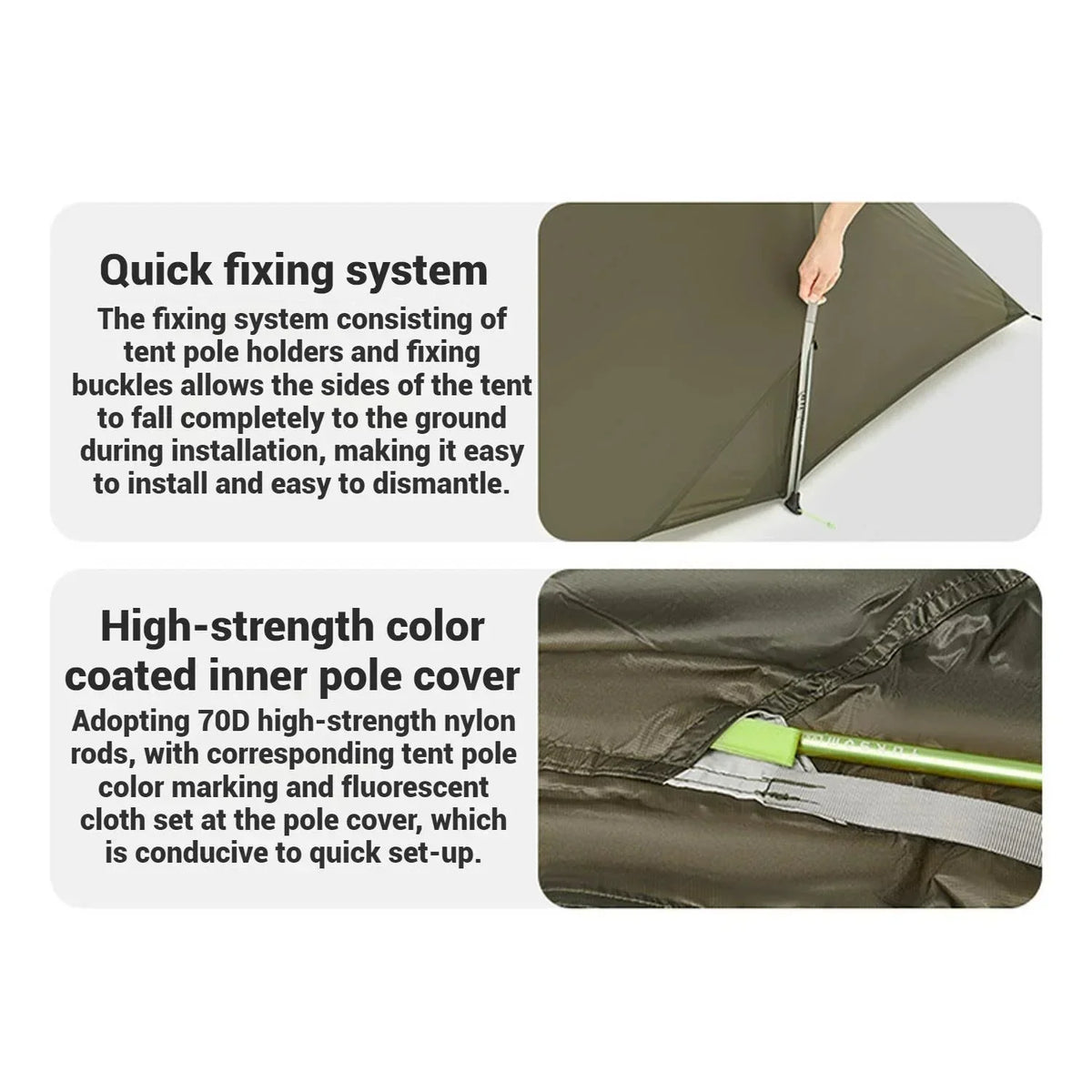 Naturehike Baluosi UL Ultralight Tunnel Hiking Tent, 15D, 2/3 Person, Olive Green - CNK2450WS036