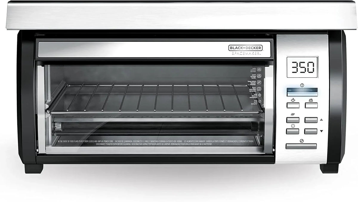 BLACK+DECKER SpaceMaker Under-Counter Toaster Oven, Digital Controls, Black/Stainless Steel, Fits 9" Pizza, TROS1000D